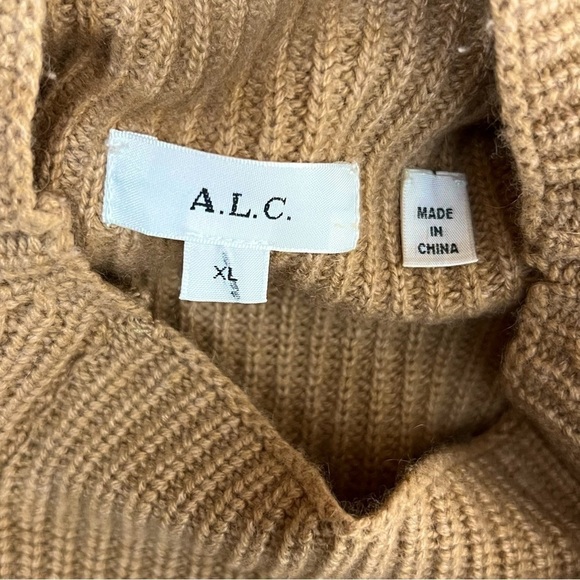 ALC Wool Cashmere Ribbed Knit Oversized Balloon Sleeve Boxy Mockneck Sweater XL - Picture 12 of 16